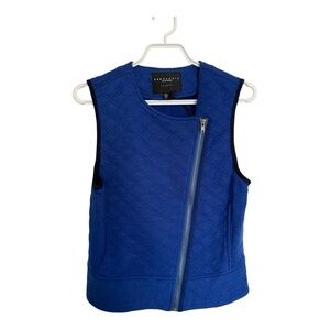 NWT Sanctuary Blue Quilted Moto Vest Asymmetrical Zip Size S